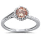 <span>GEMSTONE CLOSEOUT </span>! .80ct 10k White Gold Round Morganite & Diamond Ring Size 6.5