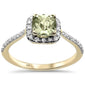 <span>GEMSTONE CLOSEOUT </span>! 1.09cts 10k Yellow Gold Cushion Green Amethyst Diamond Ring Size 6.5