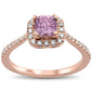<span>GEMSTONE CLOSEOUT </span>! 0.75cts 10k Rose Gold Cushion Pink Amethyst Diamond Ring Size 6.5