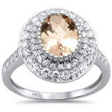 <span>GEMSTONE CLOSEOUT! </span> 2.14cts 10k White gold Oval Morganite Diamond Ring Size 6.5