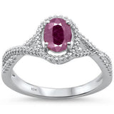 1.22ct 10K White Gold Ruby & Diamond Ring Size 6.5