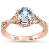 <span>GEMSTONE CLOSEOUT </span>! .85ct 10K Rose Gold Natural Aquamarine & Diamond Ring Size 6.5