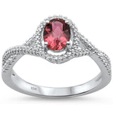 <span>GEMSTONE CLOSEOUT </span>! 1.00cts 10k White gold Oval Pink Topaz & Diamond Ring Size 6.5