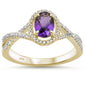 <span>GEMSTONE CLOSEOUT </span>! .77cts 10k Yellow Gold Oval Amethyst & Diamond Ring Size 6.5