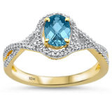 <span>GEMSTONE CLOSEOUT </span>! 1.03cts 10k Yellow Gold Oval Blue Topaz & Diamond Ring Size 6.5