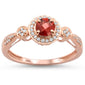 <span>GEMSTONE CLOSEOUT </span>! 0.64cts 10k Rose Gold Round Garnet Diamond Ring Size 6.5