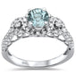 <span>GEMSTONE CLOSEOUT! </span>1.14cts 10k White gold Round Aquamarine Diamond Ring Size 6.5