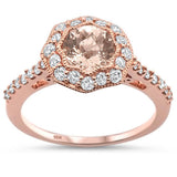 <span>¡LIQUIDACIÓN DE PIEDRAS PRECIOSAS! </span>Anillo de 1,32 cts de oro rosa de 10k con morganita redonda y diamante Talla 6.5