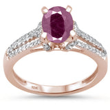 1.04ct F SI 10k Rose Gold Ruby & Diamond Ring Size 6.5
