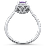 <span>GEMSTONE CLOSEOUT </span>! 0.73cts 10k White gold Cushion Amethyst Diamond Ring Size 6.5