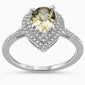 <span style="color:purple">SPECIAL!</span> 1.2ct 10K White Gold Olive Topaz & Diamond Ring Size 6.5