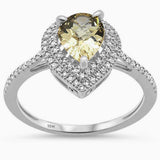 <span>DIAMOND CLOSEOUT! </span>1.2ct 10K White Gold Olive Topaz & Diamond Ring Size 6.5