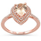 <span>GEMSTONE CLOSEOUT </span>! 1.22cts 10k-Rose Gold Pear Shape Morganite Diamond Ring Size 6.5