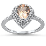 <span>GEMSTONE CLOSEOUT </span>! 1.13cts 10k White Gold Pear Shape Morganite & Diamond Ring Size 6.5