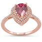 <span>GEMSTONE CLOSEOUT! </span>1.99ct 10k Rose Gold Pear Shaped Rhodolite & Diamond Ring size 6.5