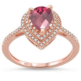 1.99ct 10k Rose Gold Pear Shaped Rhodolite & Diamond Ring size 6.5