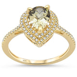 <span>DIAMOND CLOSEOUT! </span>1.16ct F SI 10k Yellow Gold Natural Pear Olive Topaz & Diamond Ring Size 6.5