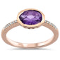 <span>GEMSTONE CLOSEOUT </span>! 1.11cts 14k Rose Gold Oval Amethyst Diamond Ring Size 6.5