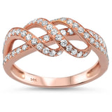 .64cts 14k Rose Gold Modern Diamond Wedding Band Fine Ring Size 6.5