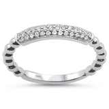 <span>¡CIERRE DE DIAMANTES! </span>Banda apilable de boda de diamante de oro blanco de 14k de .16 ct, talla 6.5
