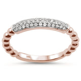 <span>DIAMOND CLOSEOUT! </span> .17ct 14k Rose Gold Diamond Stackable Wedding Trendy Band Size 6.5