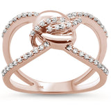 <span>¡VENTA FINAL DE DIAMANTES! </span> Anillo de diamantes finos, moderno, abierto, de nudo, de oro rosa de 14k y 0.27 ct