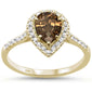 <span>GEMSTONE CLOSEOUT </span>! 1.25ct 10k Yellow Gold Pear Smoky Topaz & Diamond Ring Size 6.5