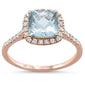 <span>GEMSTONE CLOSEOUT! </span>1.54ct 10K Rose Gold Cushion Aquamarine & Diamond Ring Size 6.5