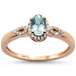 <span>GEMSTONE CLOSEOUT </span>! .47cts 10k Rose Gold Oval Aquamarine & Diamond Ring Size 6.5
