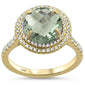 <span>GEMSTONE CLOSEOUT! </span> 2.83ct Round Green Amethyst 10k Yellow Gold Diamond Ring Size 6.5