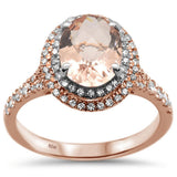 2.08ct 10k Two Tone Gold Oval Morganite & Diamond Ring