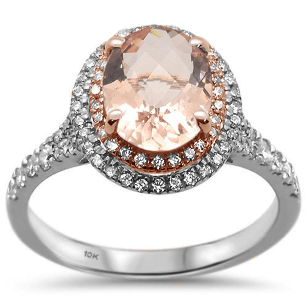 1.94ct 10k Two Tone Gold Oval Morganite & Diamond Ring