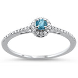 <span>GEMSTONE CLOSEOUT </span>! .29cts 10k White Gold Round Blue Topaz & & Diamond Gemstone Ring