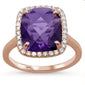 <span>GEMSTONE CLOSEOUT! </span>5.54ct 10k Rose Gold Diamond & Cushion Cut Amethyst Ring Size 6.5