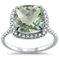 <span>GEMSTONE CLOSEOUT! </span>4.28ct 10k White Gold Cushion Green Amethyst & Diamond Ring