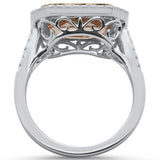 4.19cts 14k White Gold Emerald Cut Morganite  & Diamond Ring Size 6.5