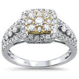 1.10ct 14k Two Tone Gold Engagement Diamond Ring Size 6.5