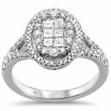 <span>DIAMOND CLOSEOUT! </span>.95ct 14k White Gold Diamond Oval Engagement Ring Size 6.5
