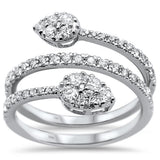.72ct 14k White Gold Wrap Around Fashion Diamond Ring Size 6.5