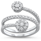 <span style="color:purple">SPECIAL!</span> .90ct 14k White Gold Diamond Round Shape Wrap Around Ring Size 6.5