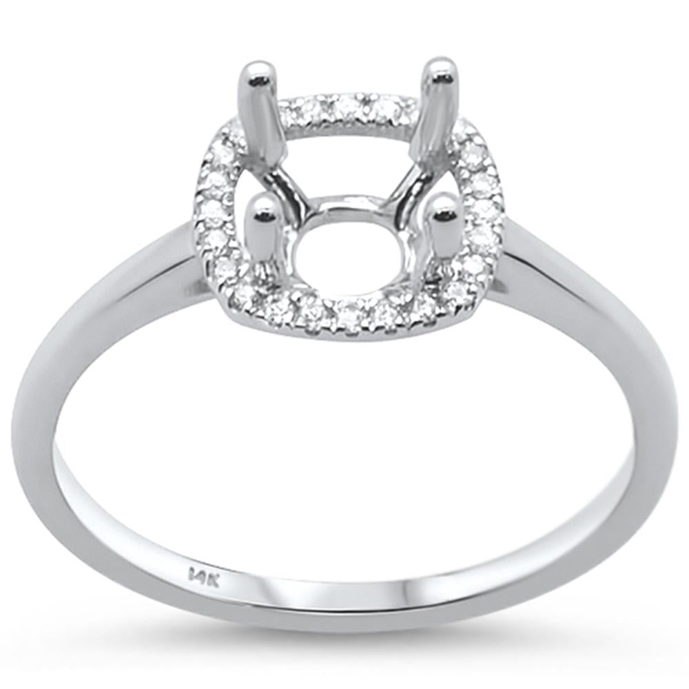 .09ct 14k White Gold Square Halo Semi Mount Ring Size 6.5