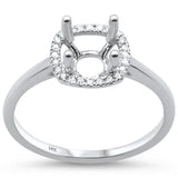 .09ct 14k White Gold Square Halo Semi Mount Ring Size 6.5