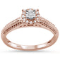 .10ct 14KT Rose Gold Diamond Filigree Round Solitaire Ring Size 6.5