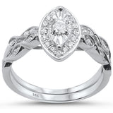 <span>DIAMOND CLOSEOUT! </span> .36cts 14k White gold Marquise Shape Diamond Engagement Ring Bridal Set