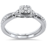 .21ct 14KT White Gold Square Shape Promise Diamond Bridal Set Size 6.5