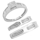.42ct 10k White Gold Diamond Men's & Womens Trio Ring Set
