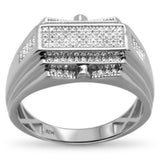 .25ct 10k White Gold Men's Diamond Signet Wedding Ring Size 10