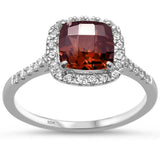 <span>GEMSTONE CLOSEOUT </span>! 1.42ct 10k White Gold Cushion Garnet & Diamond Ring Size 6.5