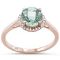 <span>GEMSTONE CLOSEOUT </span>! .95ct 10K Rose Gold Round Green Amethyst & Diamond Ring Size 6.5