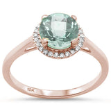 <span>GEMSTONE CLOSEOUT </span>! .95ct 10K Rose Gold Round Green Amethyst & Diamond Ring Size 6.5